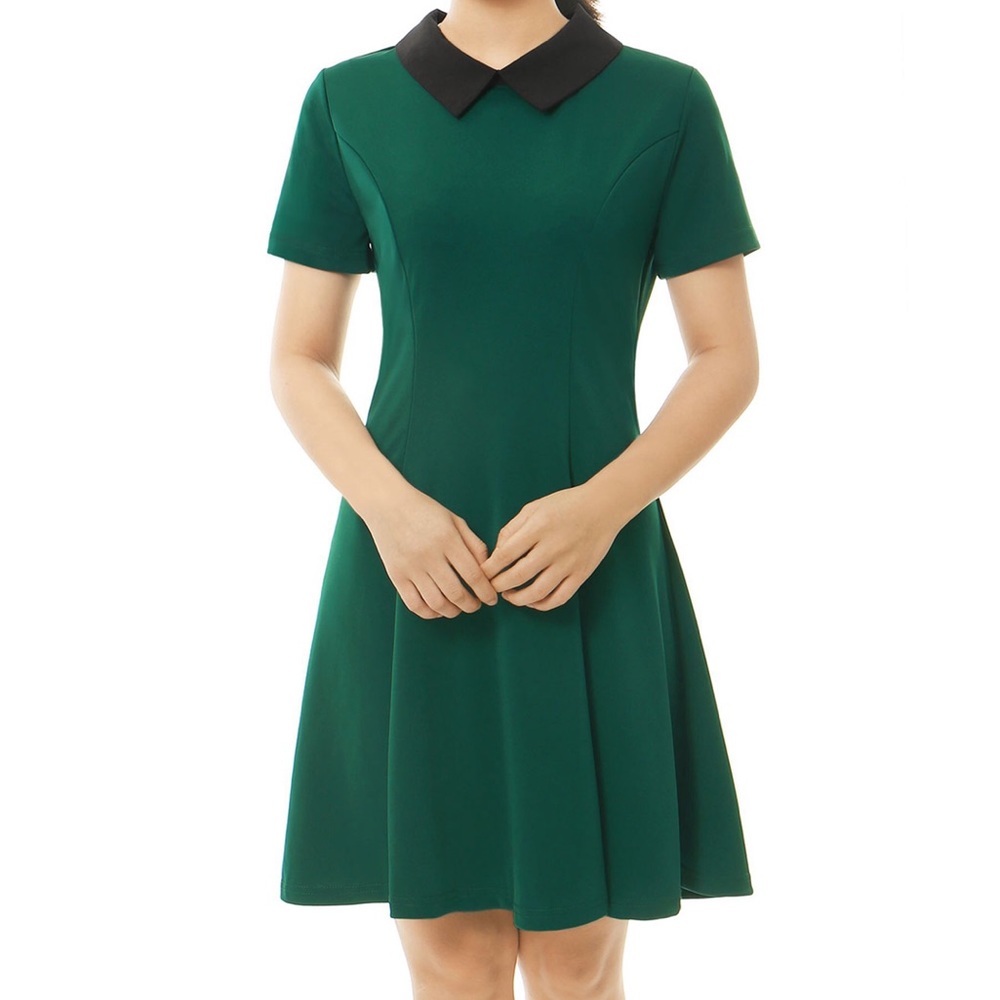 Allegra K Peter Pan Collar Fit and Flare Dress